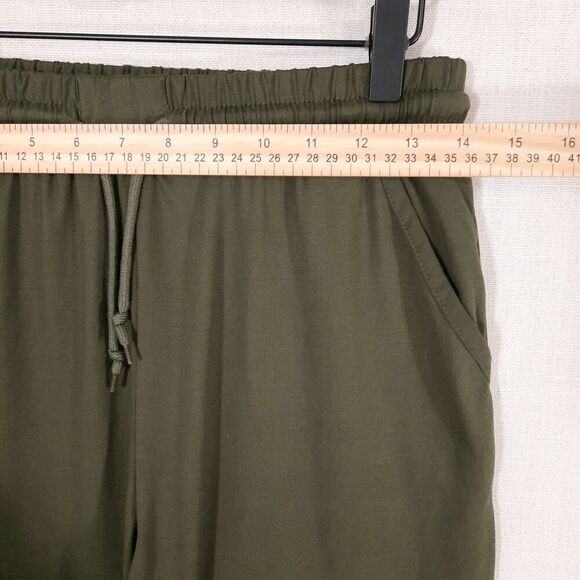 Leggings Depot Joggers Track Cuff Sweatpants Size Medium Pockets Olive Green - Picture 8 of 11
